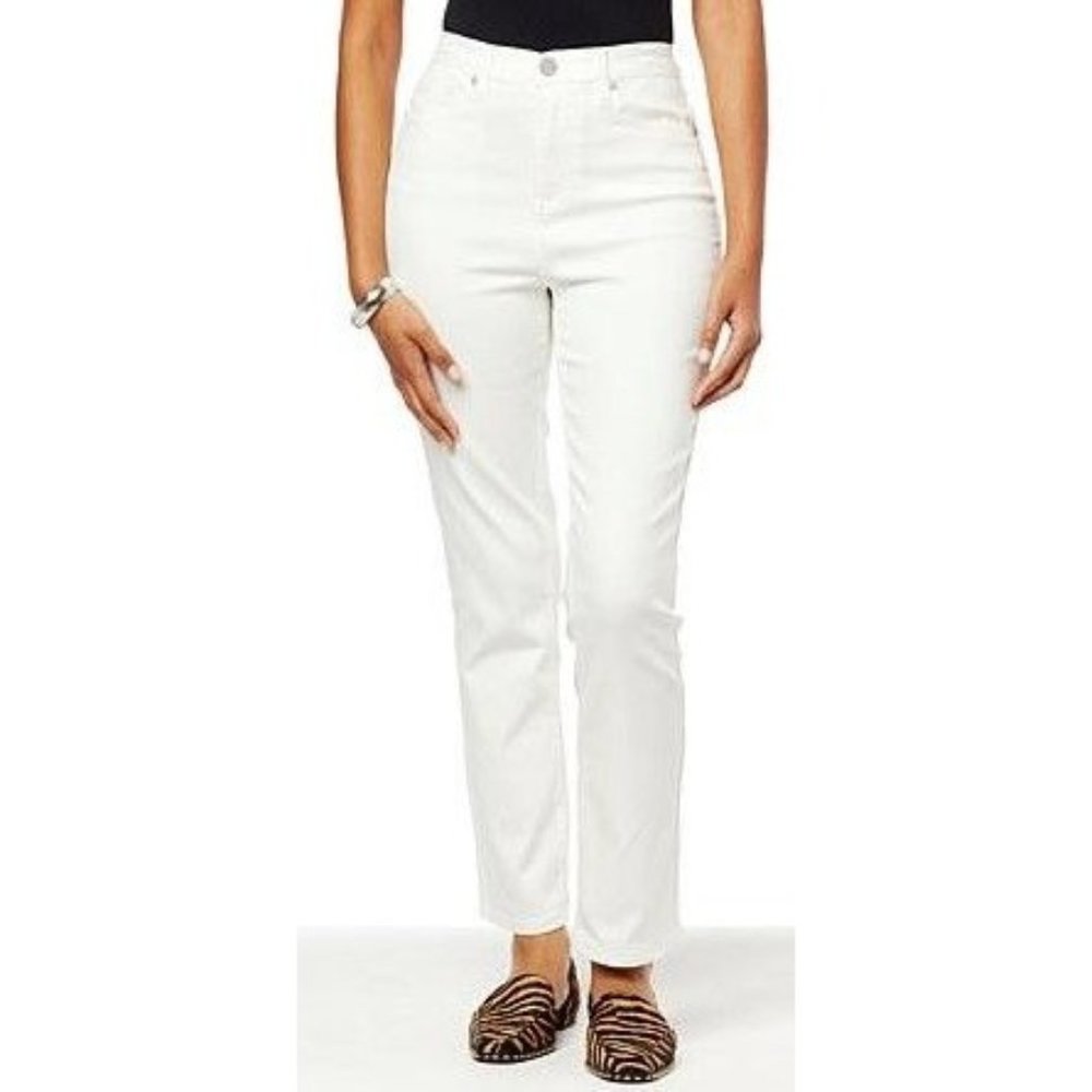 DG2 by Diane Gilman New Classic Stretch Straight-Leg Ankle Jean 802-224 Ivory S